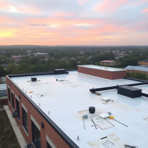 built-up roof on commercial building