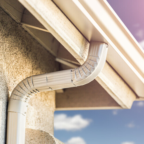 Aluminum gutter on a home